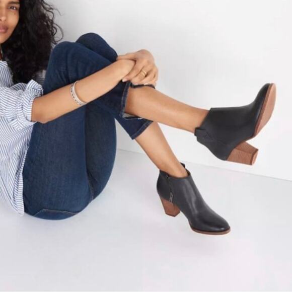 Madewell The Billie Boot Leather Ankle Bootie Black and Brown Women's Size 7.5 - Picture 1 of 10